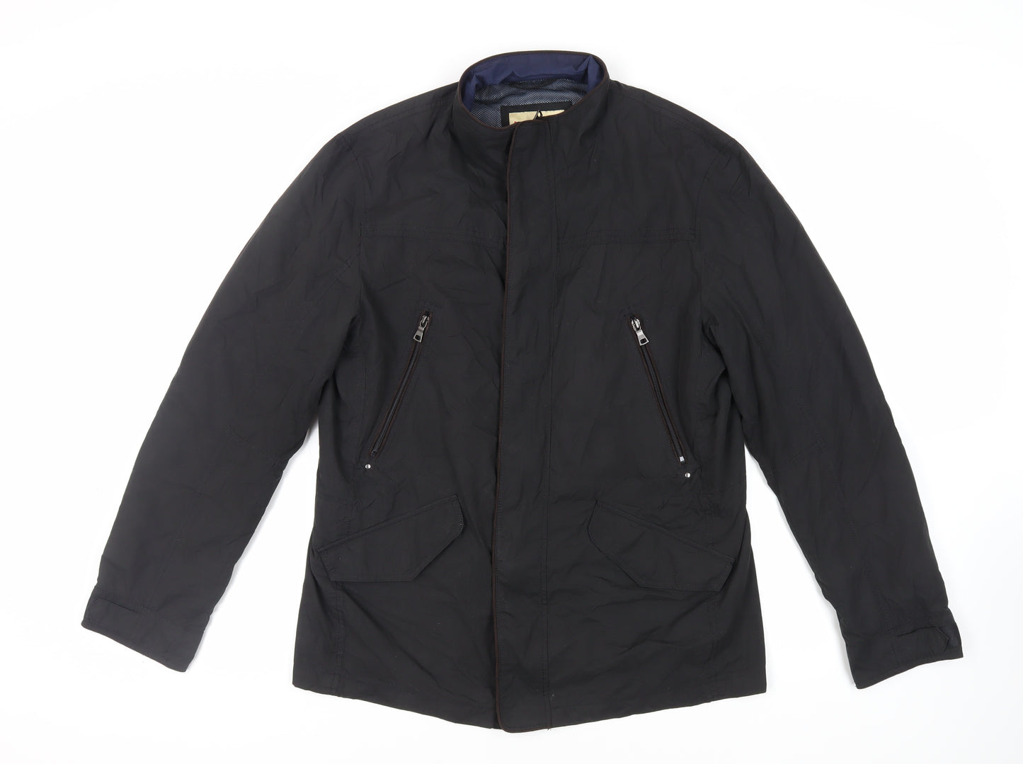 Marks and Spencer Mens Black Jacket Size M Zip - Zipped Pockets