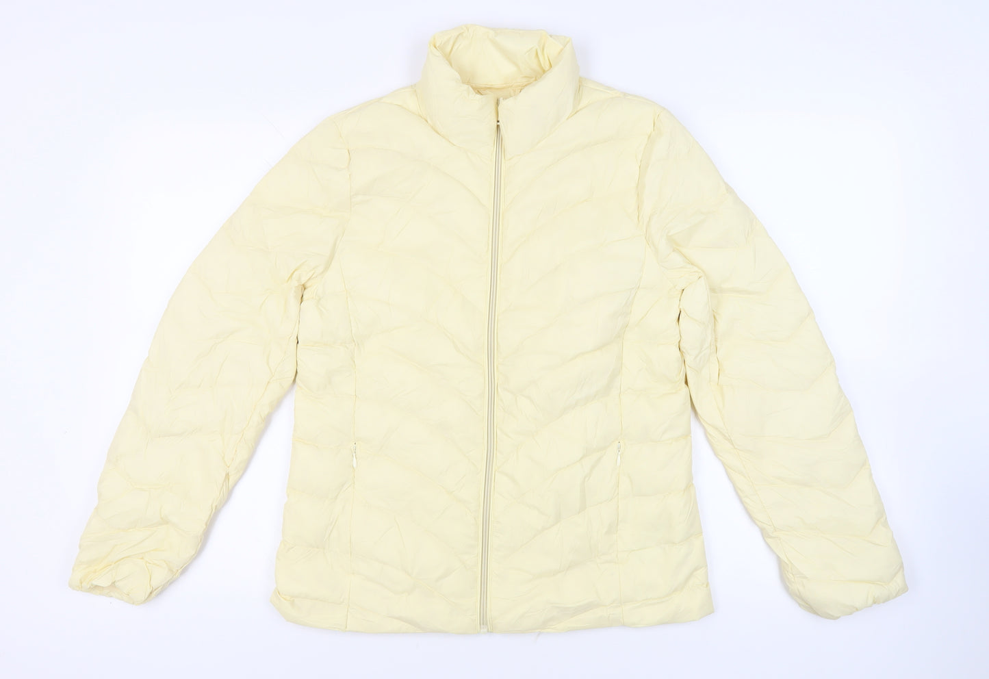 Marks and Spencer Womens Yellow Quilted Jacket Size 12 Zip