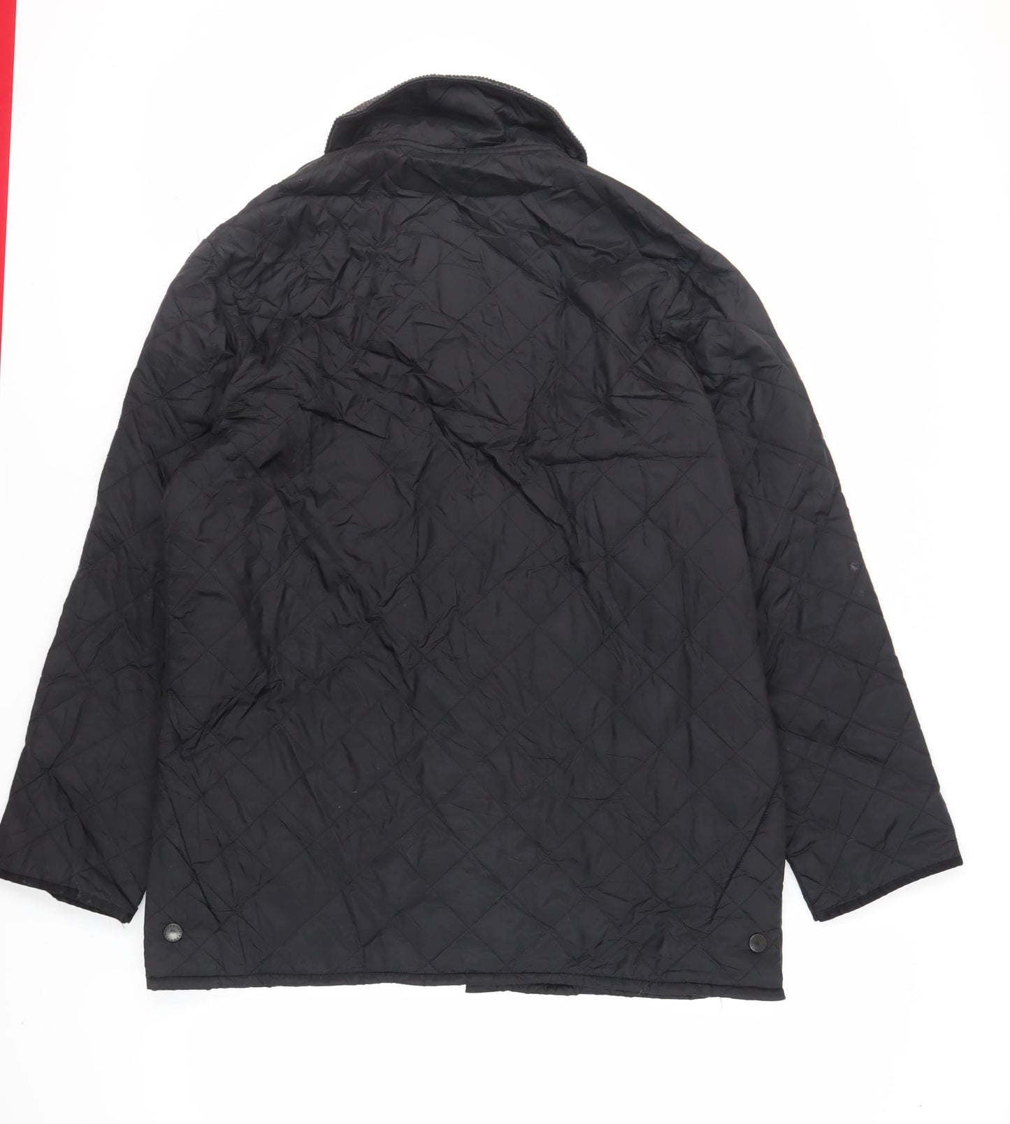 Barbour Mens Black Quilted Jacket Size L Snap - Logo