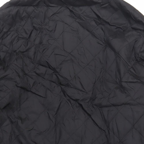 Barbour Mens Black Quilted Jacket Size L Snap - Logo