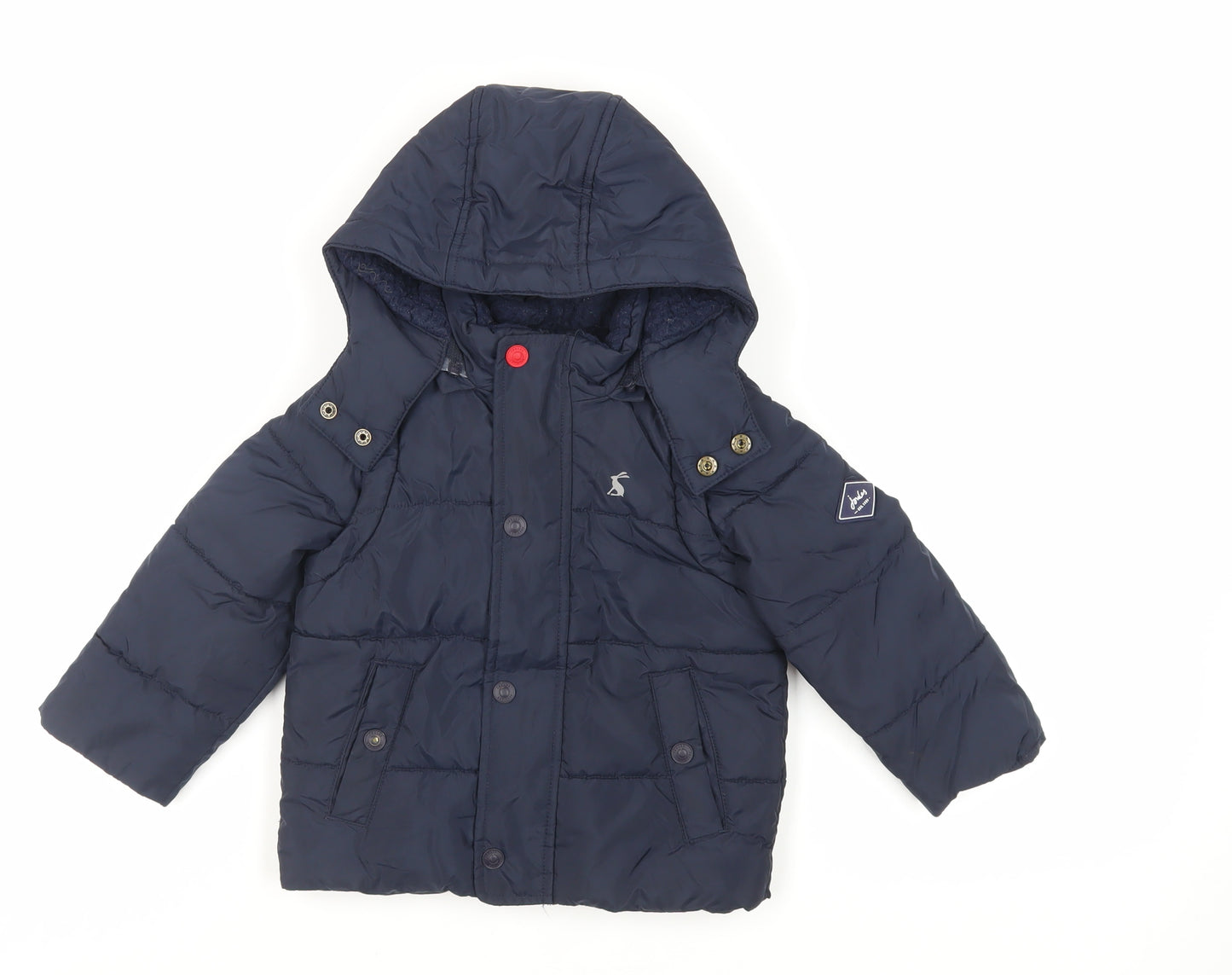 Joules Boys Blue Jacket Size 2 Years Zip - Hooded Logo