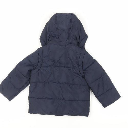 Joules Boys Blue Jacket Size 2 Years Zip - Hooded Logo