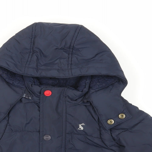 Joules Boys Blue Jacket Size 2 Years Zip - Hooded Logo