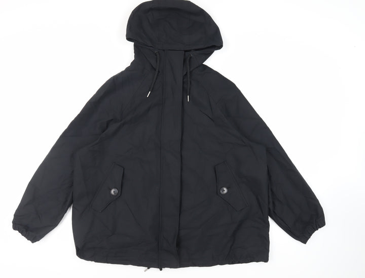 Marks and Spencer Mens Black Jacket Size M Zip - Hooded