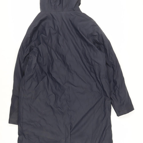 Marks and Spencer Womens Blue Rain Coat Coat Size 14 Zip - Hooded
