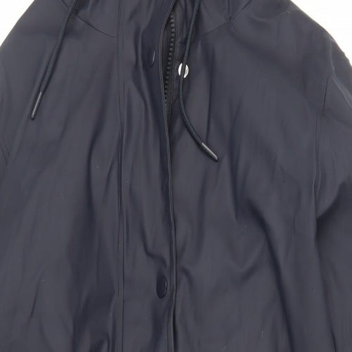 Marks and Spencer Womens Blue Rain Coat Coat Size 14 Zip - Hooded