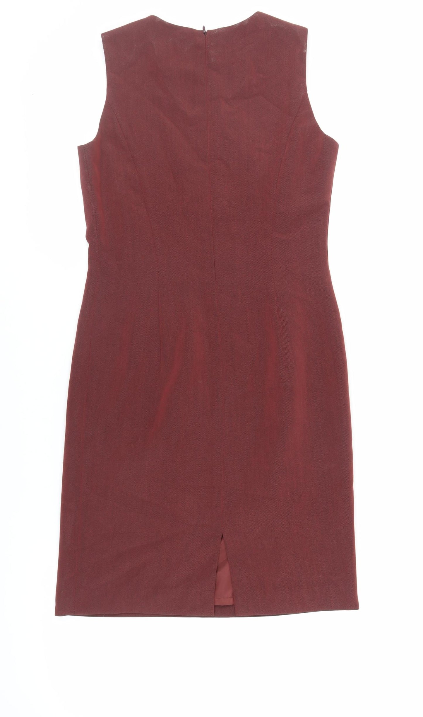 Precis Petite Womens Red Polyester Pencil Dress Size 8 Round Neck Zip - Lined