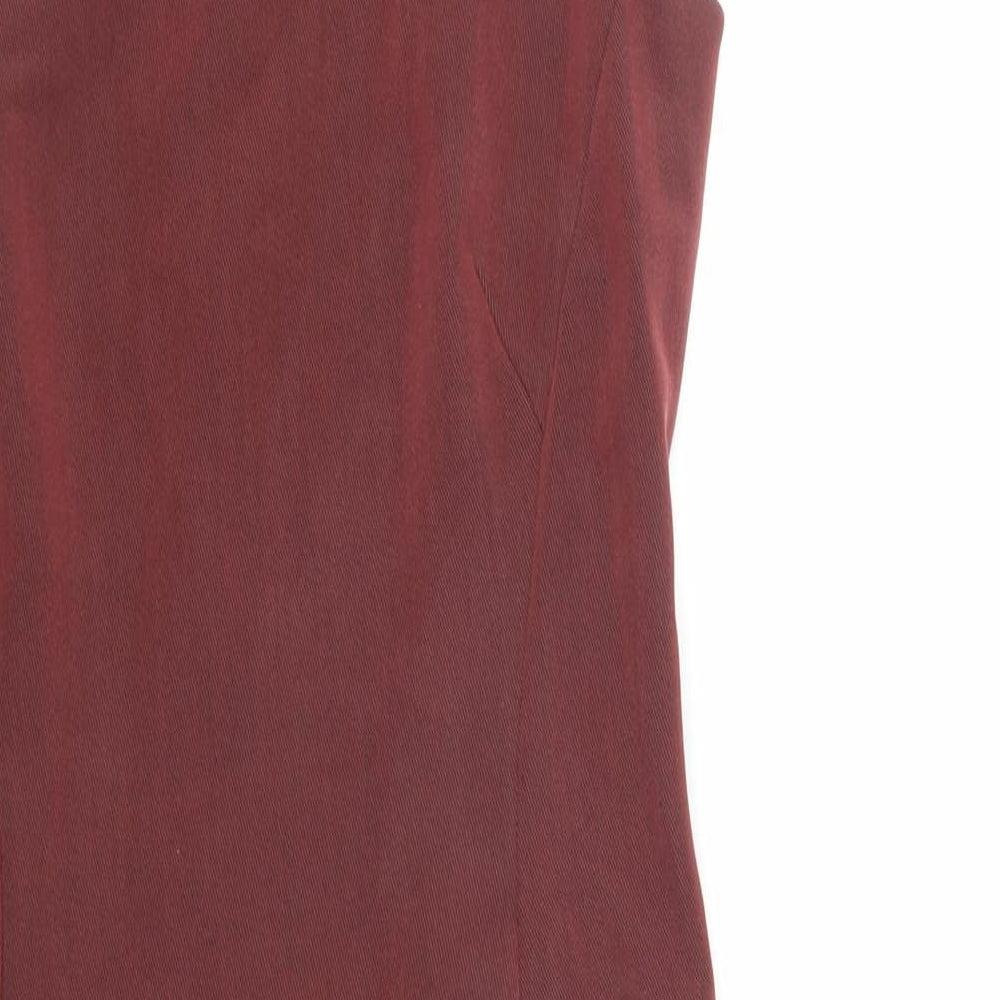 Precis Petite Womens Red Polyester Pencil Dress Size 8 Round Neck Zip - Lined