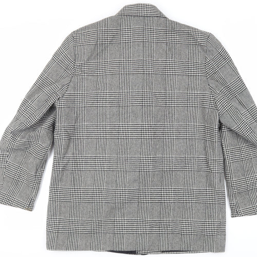Littlewoods Womens Black Plaid Jacket Blazer Size 16 Button - Vintage