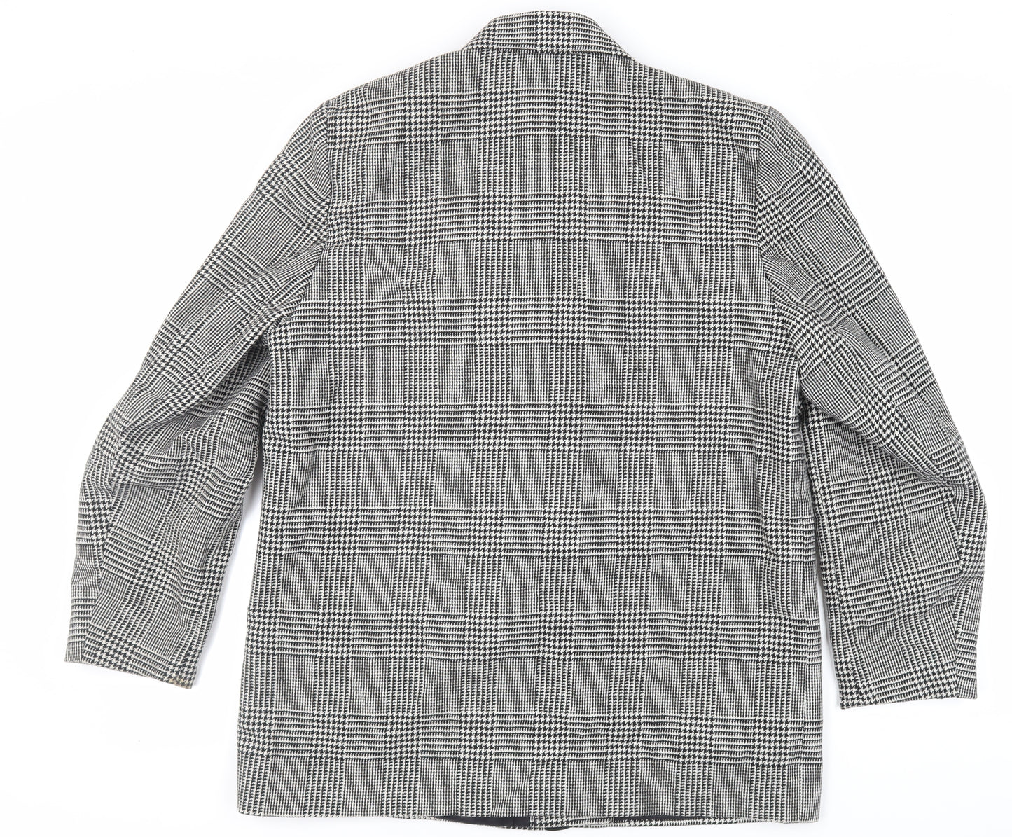 Littlewoods Womens Black Plaid Jacket Blazer Size 16 Button - Vintage