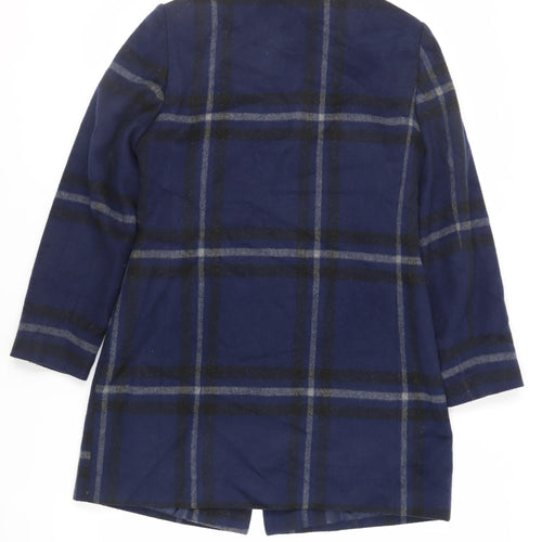 Bonmarché Womens Blue Plaid Pea Coat Coat Size 12 Button