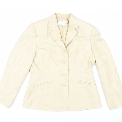 Precis Petite Womens Beige Jacket Blazer Size 12 Button