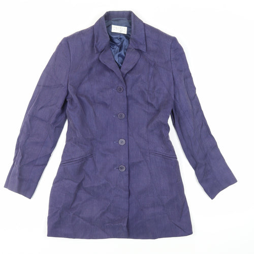Precis Petite Womens Blue Jacket Blazer Size 8 Button - Longline