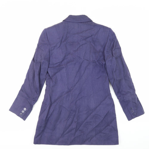 Precis Petite Womens Blue Jacket Blazer Size 8 Button - Longline