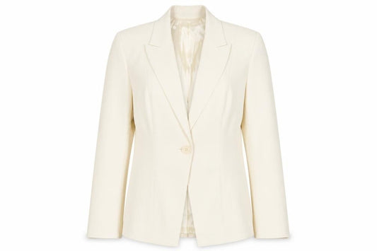 Front view of Next women’s ivory jacket blazer, size UK 10, button