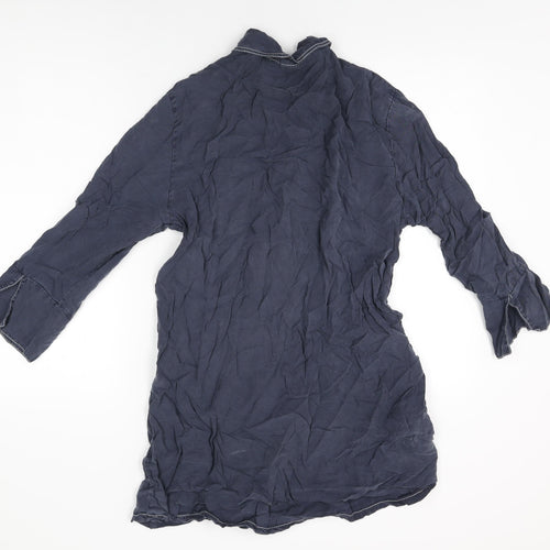 New Collection Womens Blue Lyocell Basic Button-Up Size M Collared