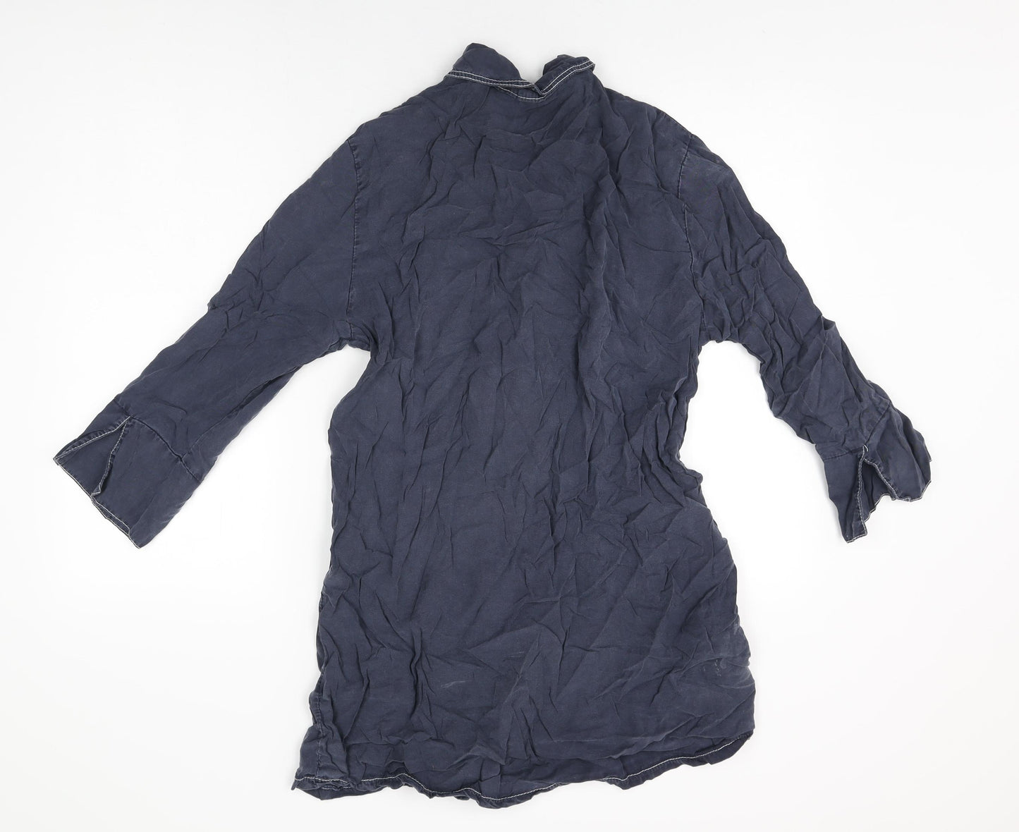 New Collection Womens Blue Lyocell Basic Button-Up Size M Collared