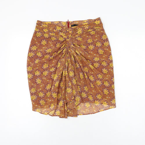 Sfera Womens Multicoloured Floral Polyester Mini Skirt Size M Zip