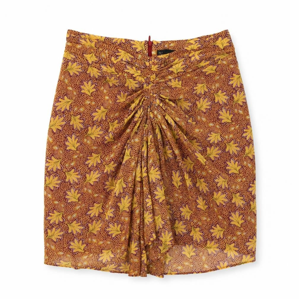 Front view of Sfera women’s multicoloured floral polyester mini skirt, size M, zip