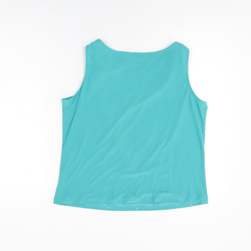 Klass Womens Blue Polyester Basic T-Shirt Size L Cowl Neck
