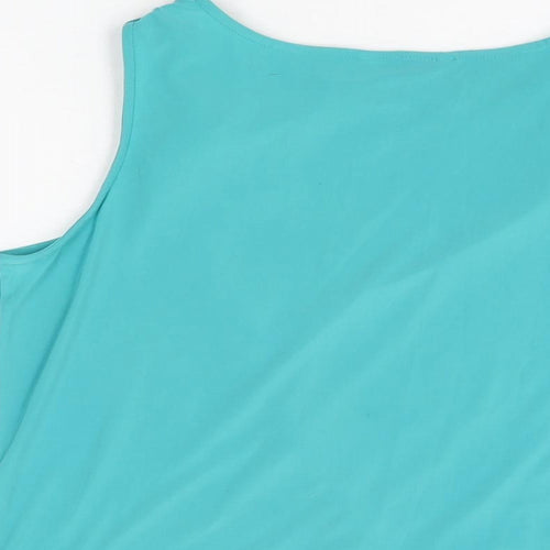 Klass Womens Blue Polyester Basic T-Shirt Size L Cowl Neck