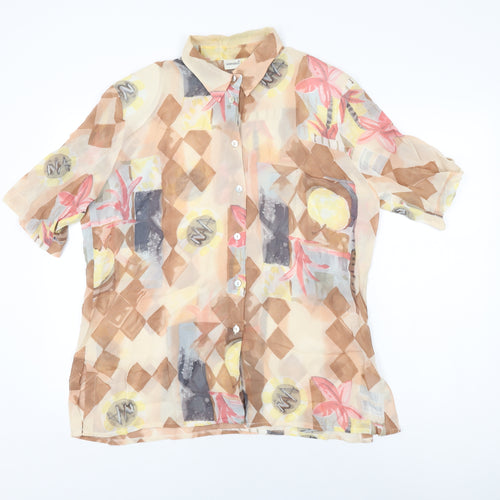 Watercolours Womens Multicoloured Geometric Viscose Basic Button-Up Size 16 Collared