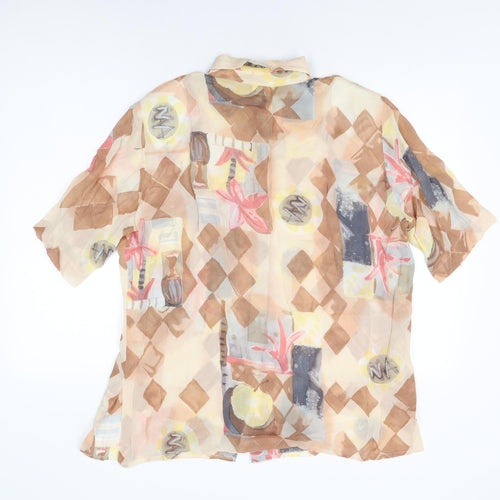 Watercolours Womens Multicoloured Geometric Viscose Basic Button-Up Size 16 Collared