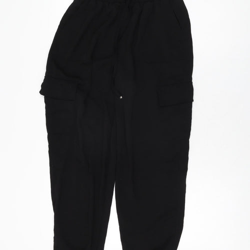 New Look Womens Black Polyester Trousers Size 8 L27.5 in Regular Drawstring