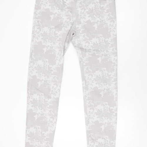 Miss You Womens Grey Floral Cotton Skinny Jeans Size 12 L30 in Regular Zip