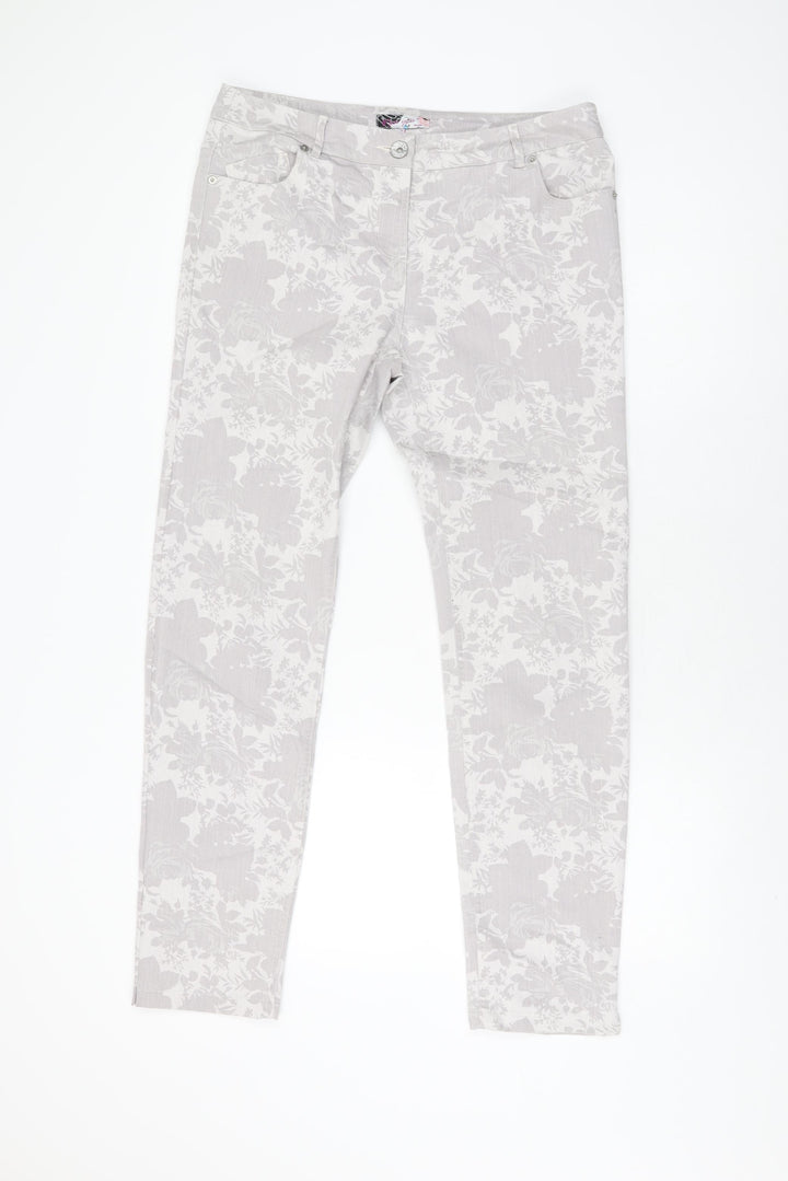 Miss You Womens Grey Floral Cotton Skinny Jeans Size 12 L30 in Regular Zip