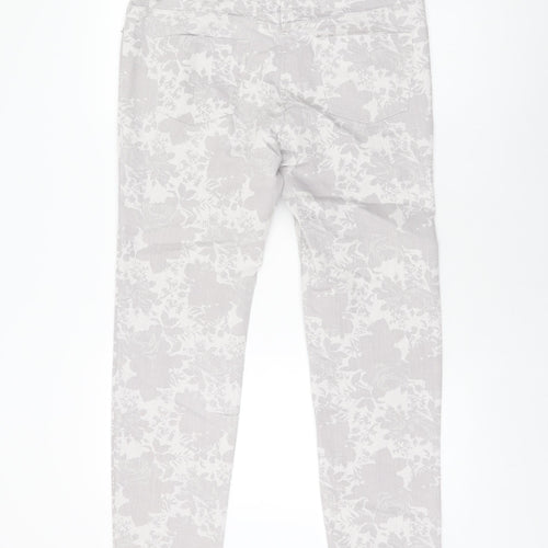 Miss You Womens Grey Floral Cotton Skinny Jeans Size 12 L30 in Regular Zip