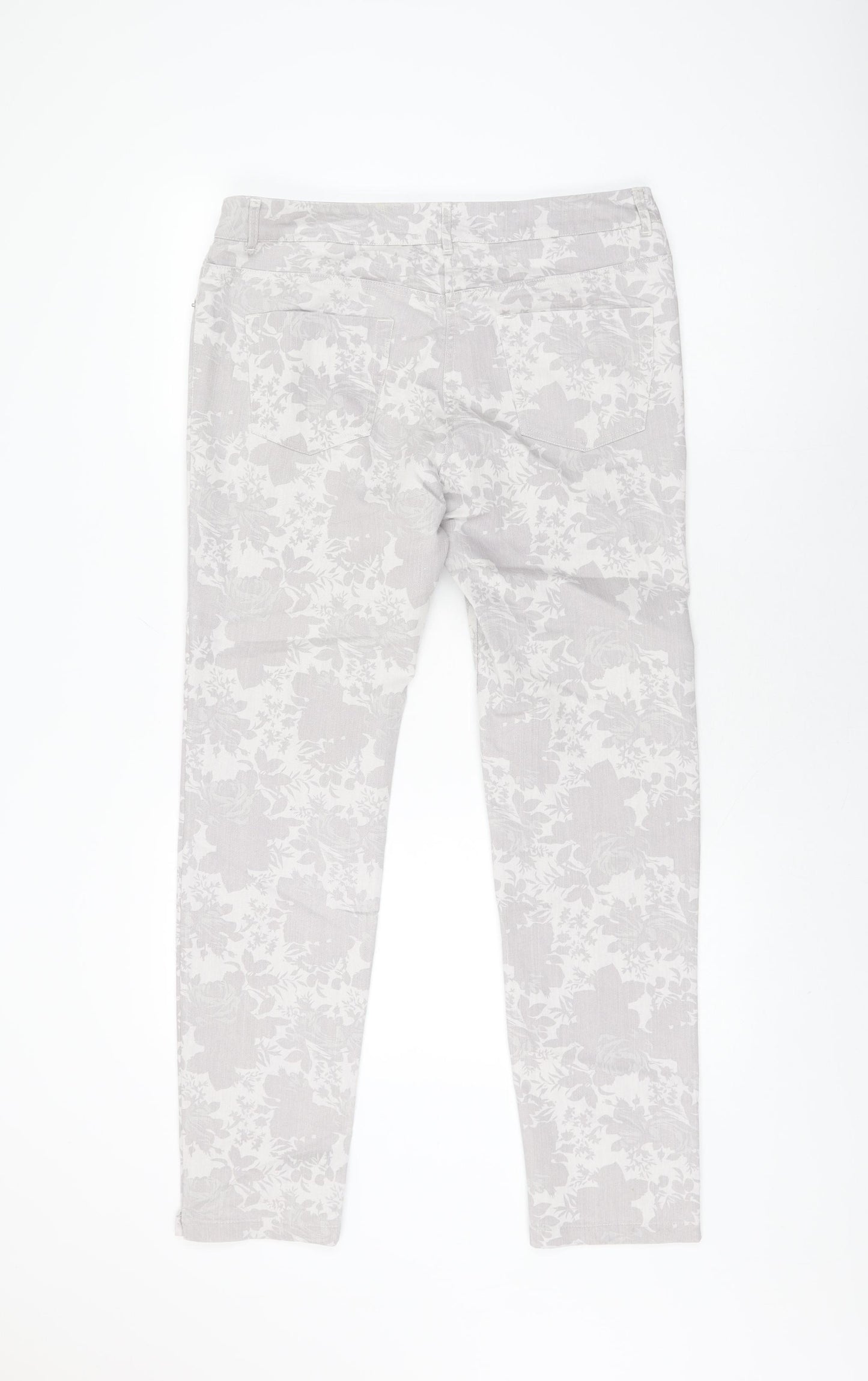 Miss You Womens Grey Floral Cotton Skinny Jeans Size 12 L30 in Regular Zip