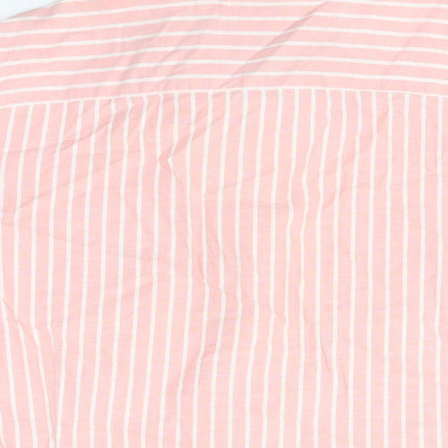 NEXT Mens Pink Striped Cotton Button-Up Size XL Collared Button