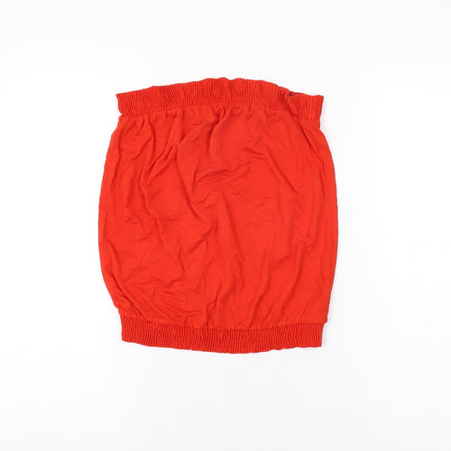NEXT Womens Red Viscose Basic T-Shirt Size 10 Off the Shoulder