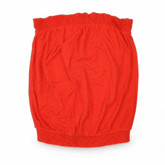 Front view of Next women’s red viscose basic t-shirt, size UK 10, off the shoulder