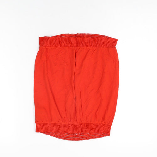 NEXT Womens Red Viscose Basic T-Shirt Size 10 Off the Shoulder