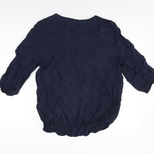 BM Collection Womens Blue Viscose Basic T-Shirt Size 16 Round Neck
