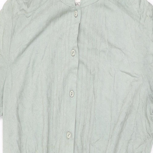 St Michael Womens Green Acetate A-Line Size 12 Round Neck Button