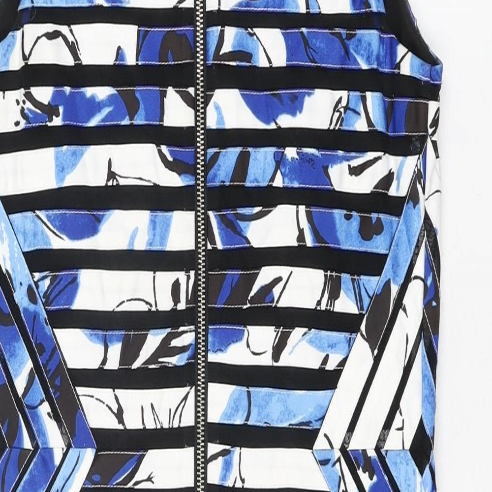 Roman Womens White Floral Polyester Bodycon Size 10 Round Neck Zip