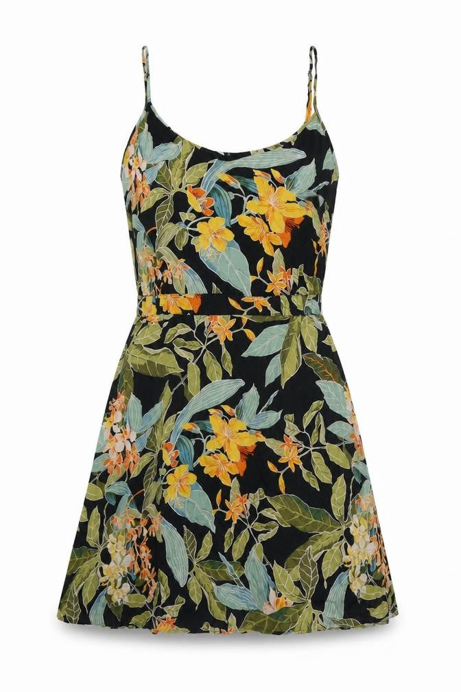 Warehouse Womens Black Floral Viscose Skater Dress Size 12 V-Neck Pullover