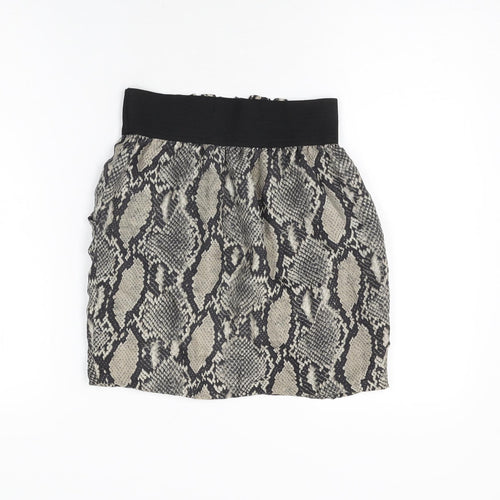 Zara Womens Grey Animal Print Polyester Mini Skirt Size XS
