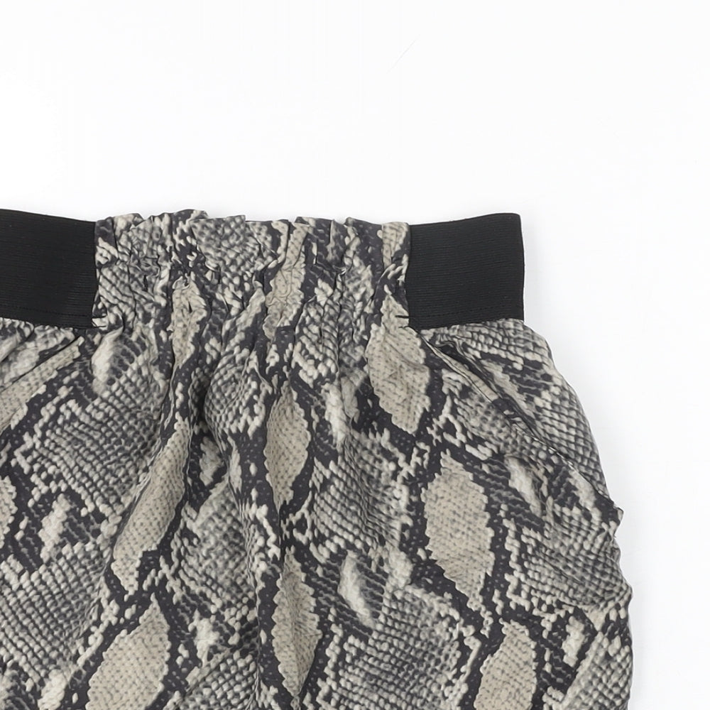 Zara Womens Grey Animal Print Polyester Mini Skirt Size XS