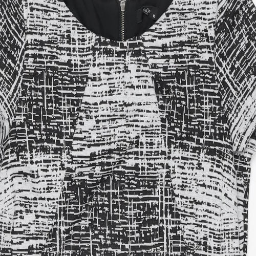 M&Co Womens Grey Geometric Polyester Bodycon Size 10 Round Neck Zip