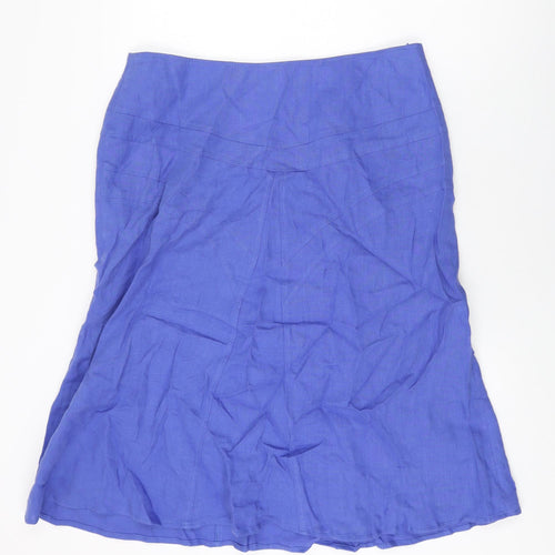 Chesca Womens Blue Linen Flare Skirt Size 14 Zip