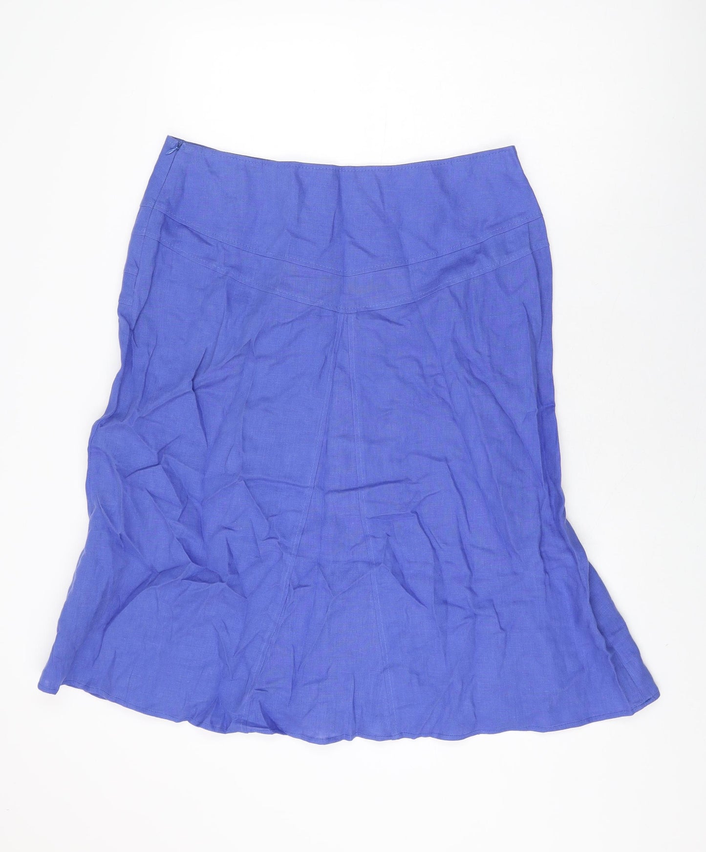 Chesca Womens Blue Linen Flare Skirt Size 14 Zip