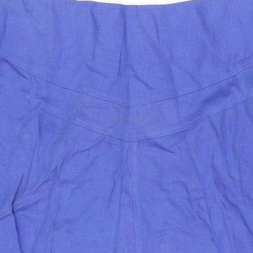 Chesca Womens Blue Linen Flare Skirt Size 14 Zip