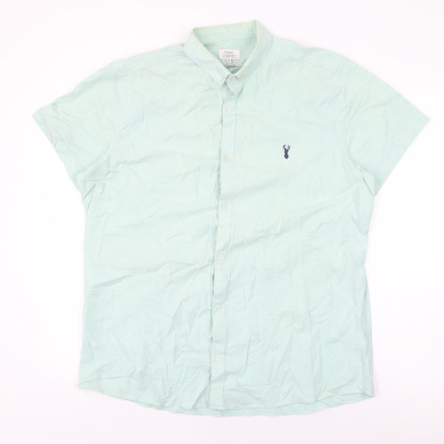 NEXT Mens Green Cotton Button-Up Size XL Collared Button