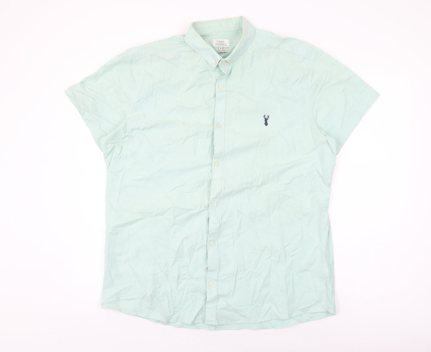 NEXT Mens Green Cotton Button-Up Size XL Collared Button