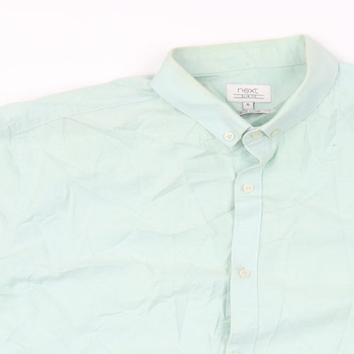 NEXT Mens Green Cotton Button-Up Size XL Collared Button
