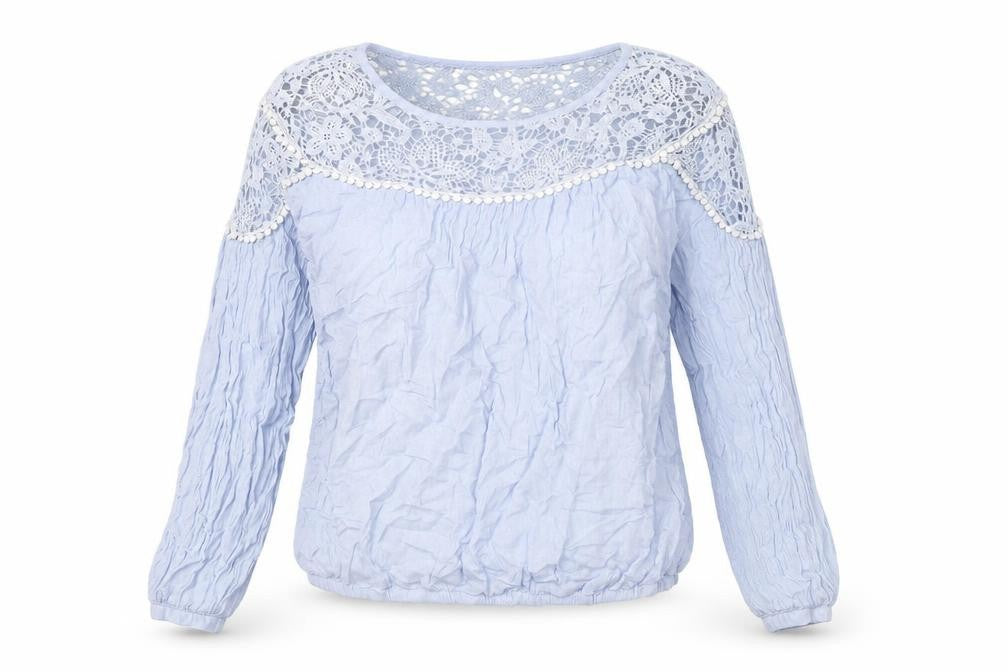 Front view of RESERVED women’s blue cotton basic t-shirt, size UK 10, round neck